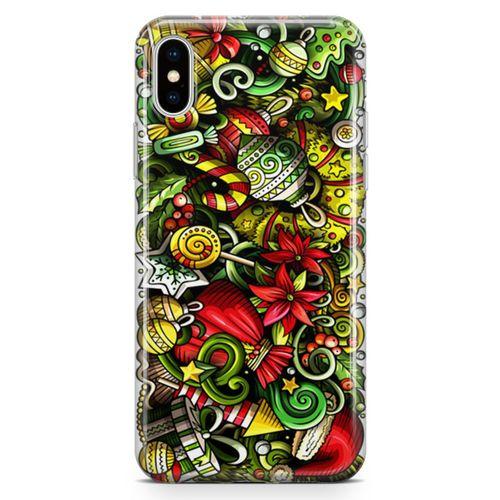 Apple iPhone XS Kılıf Ev Süsleri Doodle Arka Kapak Koruma Desenli Full Koruyucu