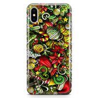 Apple iPhone XS Kılıf Ev Süsleri Doodle Arka Kapak Koruma Desenli Full Koruyucu