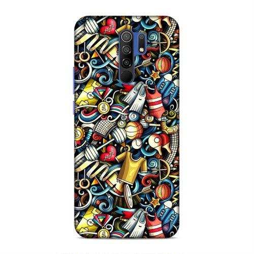 Xiaomi Redmi 9 Kılıf Dambil Bilardo Doodle Arka Kapak Silikon Koruma Full Koruyucu
