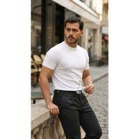 Erkek Basic Bisiklet Yaka Kısa Kollu Triko Tişört - %100 Pamuk Akrilik