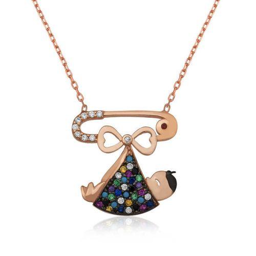 Lucky Life 925 Ayar Gumuss  Yeni Doğmuş Bebek Kolye