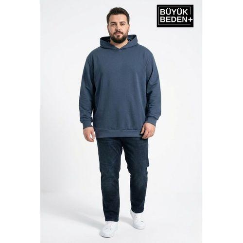 Erkek Büyük Beden İnce Kapşonlu Kollar Ve Etek Ribanalı ince Swatshırt SPR26BSW957