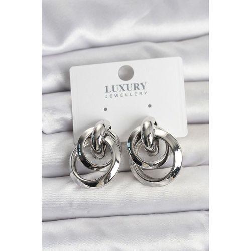 Gümüş Renk Halka Model Pirinç Kadın Küpe