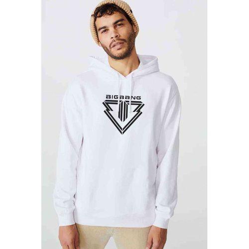 Big Bang Baskılı Beyaz Erkek Kapşonlu Sweatshirt