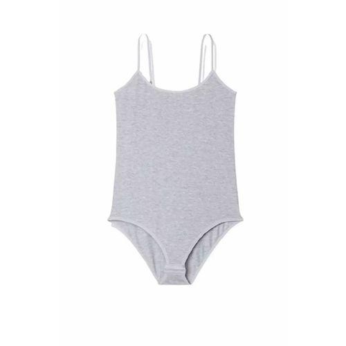 İp Askılı Kadın Çıtçıtlı Body Gri