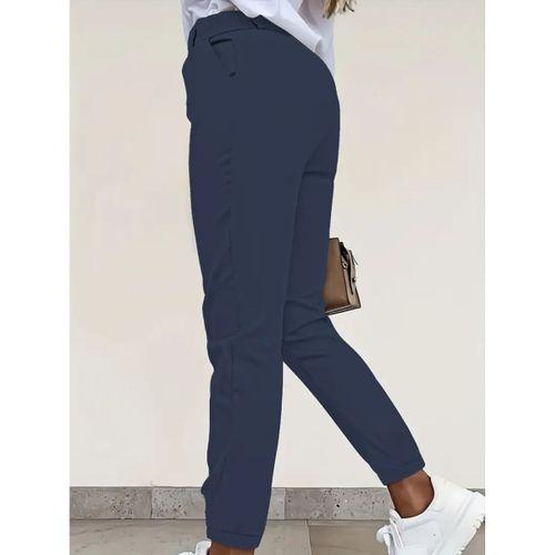 Kadın Yüksek Bel önden Düğmeli Cepli Bilek Lastik Detay Atlas Pantolon