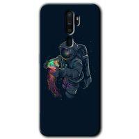 MRCİLETİSİM Oppo A9 2020 Kılıf HD Desen Baskılı Arka Kapak + Temperli Cam - Astronot Kıyafeti