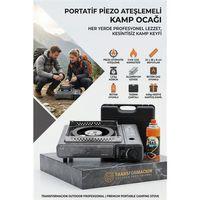 Çantalı GRİ Portatif Kamp Ocağı + 1 X Kartuş  Piknik Ocağı Otomatik Ateşlemeli 723181