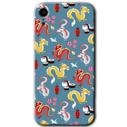 iPhone XR Kılıf HD Desen Baskılı Arka Kapak - Funky Dragon + Kırılmaz Cam