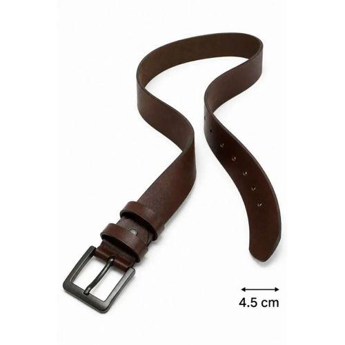 Erkek Hakiki Deri 4.5 Cm Kot Ve Kumaş Pantolon Kemeri Metal Tokalı Kahverengi