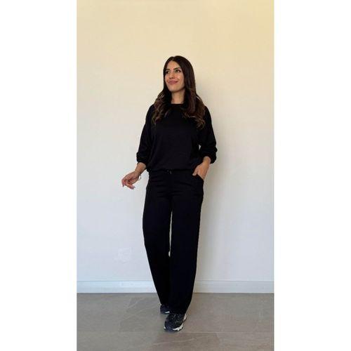 Kadın Uzun Kollu Bisiklet Yaka Viskon Iki Iplik Bluz Ve Pantolon Ikili Takım