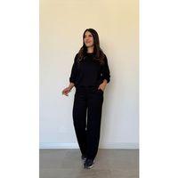 Kadın Uzun Kollu Bisiklet Yaka Viskon Iki Iplik Bluz Ve Pantolon Ikili Takım