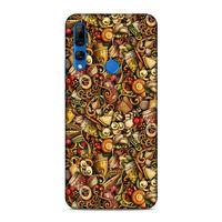 Huawei Y9 Prime 2019 Kılıf Gastronomi Doodle Arka Kapak Silikon Koruma Full Koruyucu