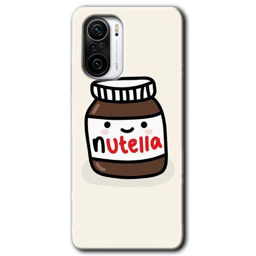 MRCİLETİSİM Xiaomi Redmi K40 Kılıf HD Desen Baskılı Arka Kapak + Temperli Cam - Nutella Aşkım