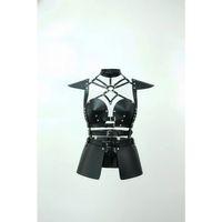 Siyah Etek Suni Deri Etek Kemer Tokalı Zımba Detaylı Etek - Brf1371