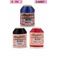 3 Adet Altınbaşak Oya ve Dantel İpi 20 gr - Royaleks - No: SİYAH - 1790 - 559