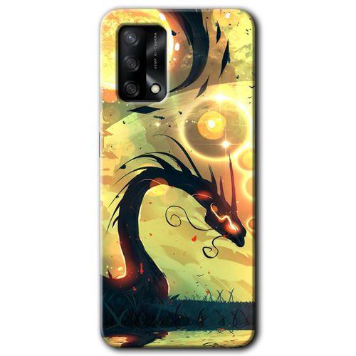 Oppo A74 Kılıf Baskılı Kapak - Digital Dragon + 5D Tam Kaplayan Cam