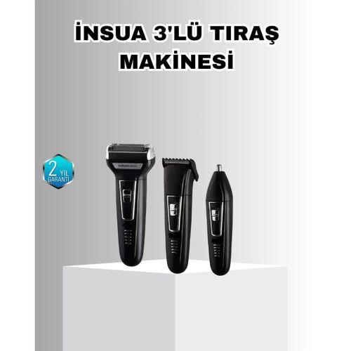 İnsua Erkek Bakım Seti – 3 Başlıklı Şarjlı Tıraş Makinesi, 60 Dakika Kablosuz Kullanım