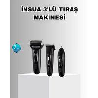 İnsua Erkek Bakım Seti – 3 Başlıklı Şarjlı Tıraş Makinesi, 60 Dakika Kablosuz Kullanım