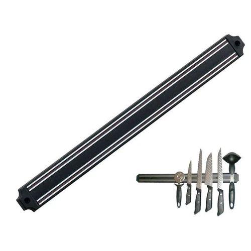 Mutfak Duvarına Monte Mıknatıslı Geniş Bıçak Tutucu Stand - 55 Cm - Siyah - Paslanmaz Çelik