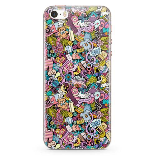 Apple iPhone SE Kılıf Erkek Bebek Giyim Doodle Arka Kapak Koruma Desenli Full Koruyucu
