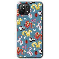 MRCİLETİSİM Xiaomi Mi 11 Kılıf HD Desen Baskılı Arka Kapak + Temperli Cam - Funky Dragon