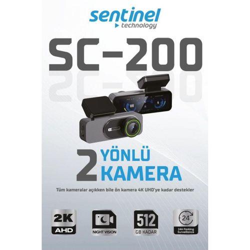 Sentinel SC-200 2K AHD Çift Kameralı Araç İçi Kamera | Wi-Fi, Gece Görüş, 24 Saat Park Modu, 170° Geniş Açı