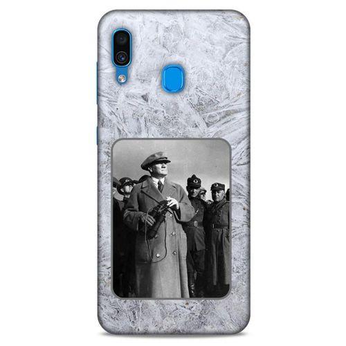 Samsung Galaxy A30 Kılıf Atatürk (33) Hybrid Kılıf Beyaz Tüyler