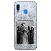 Samsung Galaxy A30 Kılıf Atatürk (33) Hybrid Kılıf Beyaz Tüyler