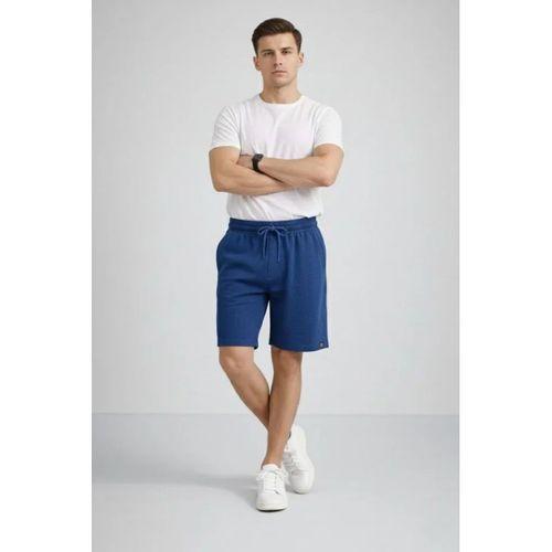 Erkek Otoban Dokuma Şort Beli Lastikli Bağcıklı, Cepli, Rahat Kesim Günlük Yazlık Şort - İndigo