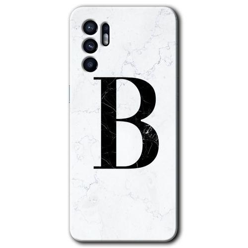 OPPO Oppo Reno 6 Kılıf HD Desen Baskılı Arka Kapak - Beyaz Mermer Desenli B Harfi