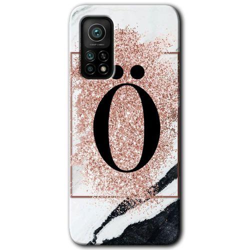 MRCİLETİSİM Xiaomi Mi 10T Pro Kılıf Baskılı Kapak - Pembe Mermer Desenli Ö Harfi + 5D Tam Kaplayan Cam