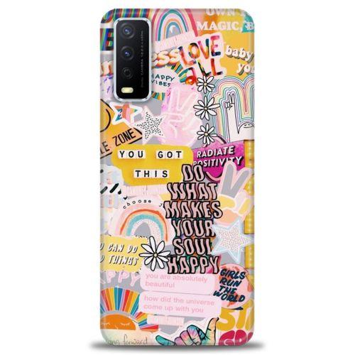 Vivo Y20S Kılıf HD Baskılı Kılıf - Good Vibes + Tam Ekran Koruyucu