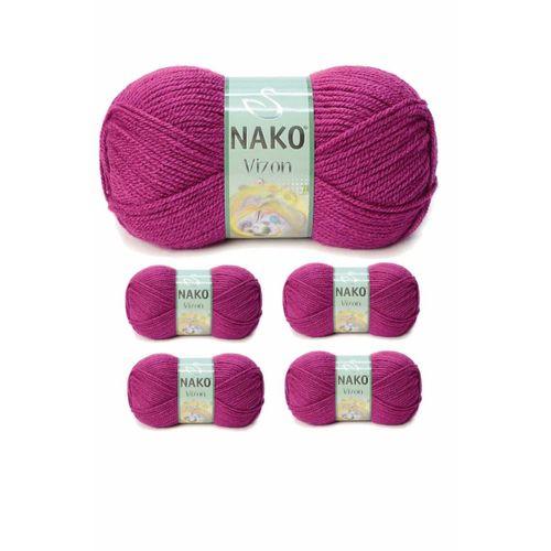 5 Adet Vizon Premium Akrilik El Örgü İpi Yünü Renk No:6964 Küpeli