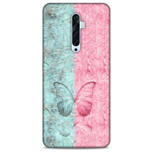 Oppo Reno 2z Kılıf Kelebek Etkisi (30) Silicone Case Turkuaz Pembe