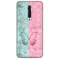 Oppo Reno 2z Kılıf Kelebek Etkisi (30) Silicone Case Turkuaz Pembe