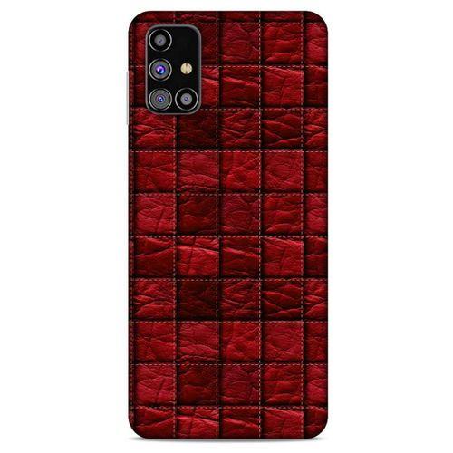 Samsung Galaxy M31s Kılıf Patchwork (12) Koruyucu Silikon Kırmızı Bordo