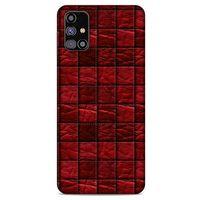 Samsung Galaxy M31s Kılıf Patchwork (12) Koruyucu Silikon Kırmızı Bordo