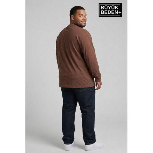 Erkek Büyük Beden Uzun Kollu 2 İplik Bisiklet Yaka Tişört SPR26BEA942