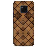 Huawei Mate 20 Pro Kılıf Patchwork (26) Tpu Silikon Kılıf Açık Kahverengi