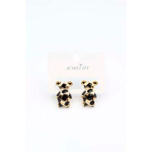 Mineli Ayıcık Küpe - Siyah