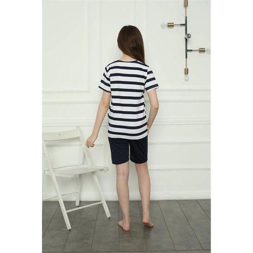 Kız Çocuk Penye Şortlu Pijama Takım Lacivert