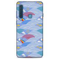 Samsung Galaxy A9 2018 Kılıf Pastel Renkler (2) Kabı Mor Beyaz
