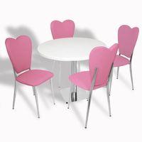 Dockers Tokyo (Werzalit, Allzalit, Vermodin Tabla) - Aşk-ı Derun Mutfak Masa Takımı Q80 - Beyaz - Pembe Deri