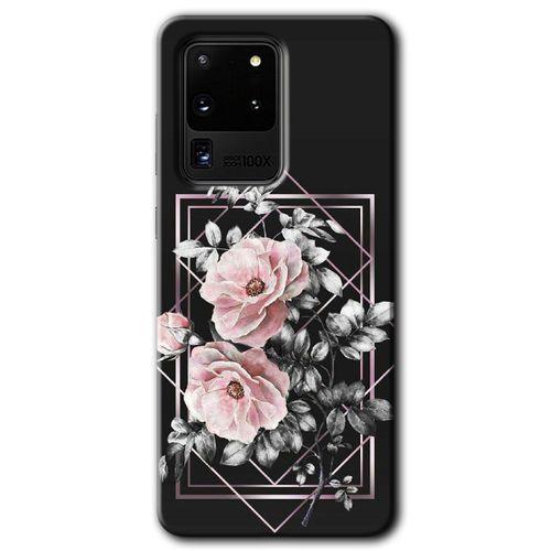 MRCİLETİSİM MRCİLETİSİM Samsung Galaxy S20 Ultra Kılıf HD Desen Baskılı Arka Kapak + Temperli Cam - Retro Çiçek 1