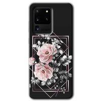 MRCİLETİSİM MRCİLETİSİM Samsung Galaxy S20 Ultra Kılıf HD Desen Baskılı Arka Kapak + Temperli Cam - Retro Çiçek 1
