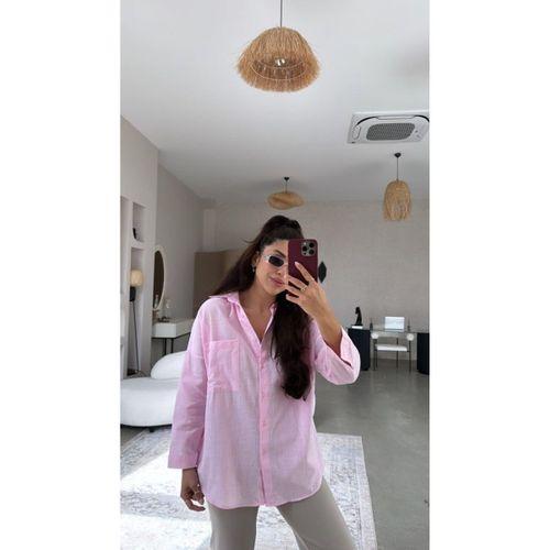 Kadın Tek Cepli Over Size Ketem Gömlek