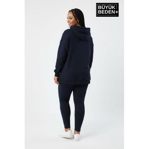 Kadın Büyük Beden Kapşonlu ince Sweatshirt SPR24BSWK57
