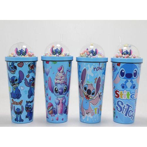 Sevimli Stitch Pipetli Boncuklu Termos Ve Suluk