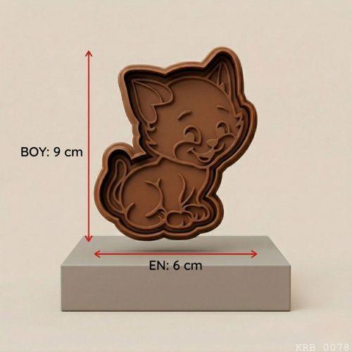 Sevimli Oturan Kedi Hamur Şekillendirici Kurabiye Oyun Hamuru Kalıbı 9 cm